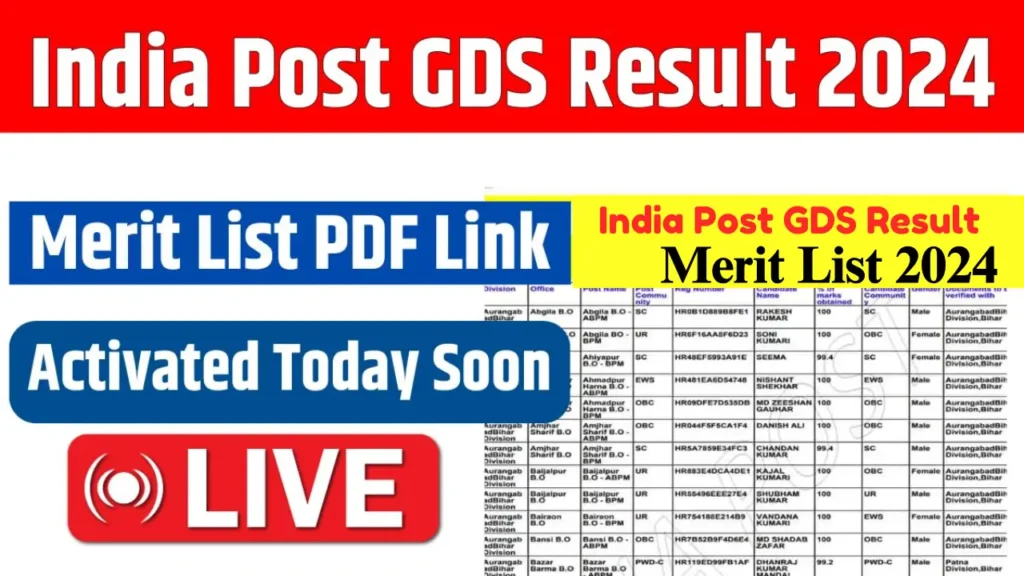 India Post GDS New Merit List